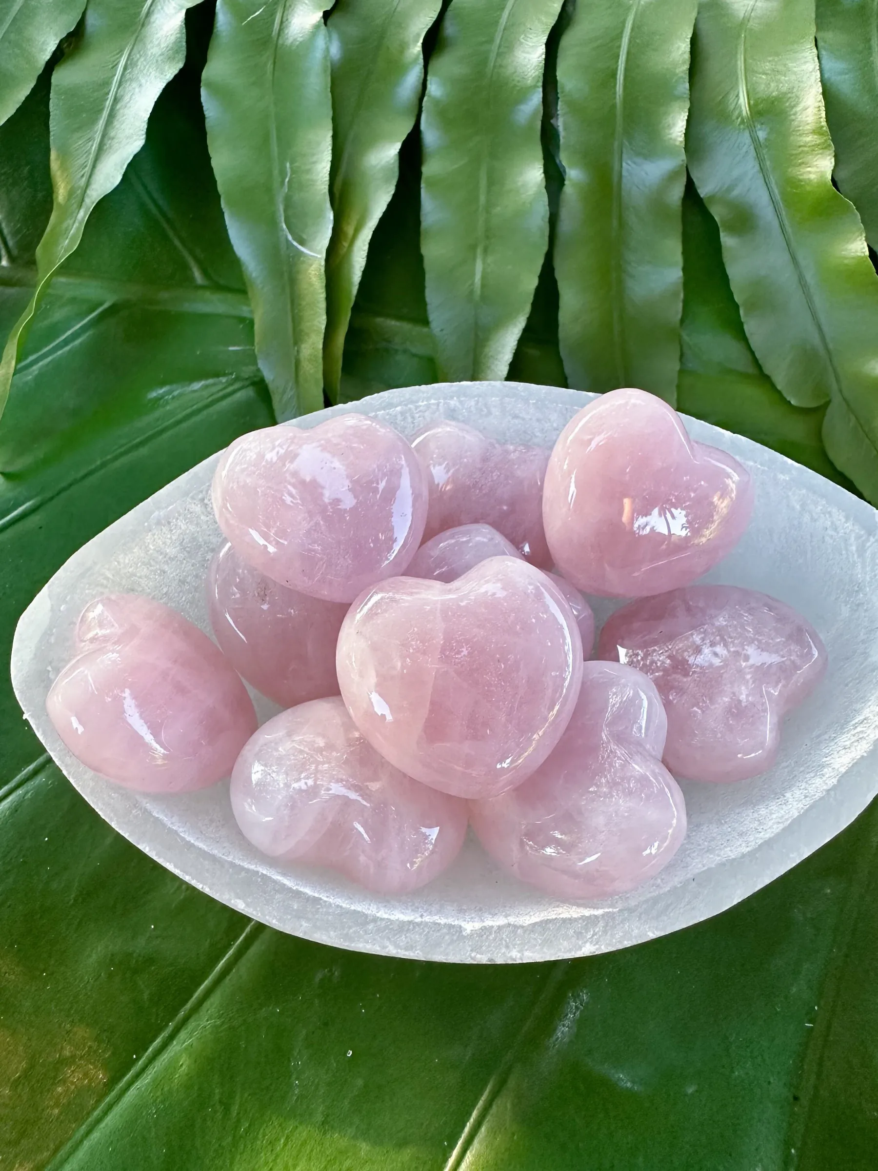Polished Rose Quartz Heart Stone